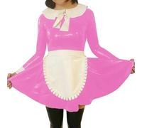 XINLIANYI Women with Apron Cosplay Set PVC Leather Long Sleeve Maid Costume 7XL customizable