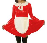 XINLIANYI Women with Apron Cosplay Set PVC Leather Long Sleeve Maid Costume 7XL customizable