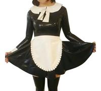 XINLIANYI Women with Apron Cosplay Set PVC Leather Long Sleeve Maid Costume 7XL customizable