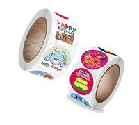 XINLRYUYING 1000 Pcs Birthday Stickers Self Adhesive Packaging Stickers Cartoon Decorative Stickers for Gift Package Envelope Diary Photo Album Scrapbook…