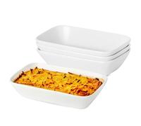 XINLTC 13.5oz Ceramic Baking Dish 4 Pack, 7×4.3x1.5 Inch Rectangle Baking Dish Individual Portion Baking Pan for Oven Microwave Air Fryer Toaster Oven, Porcelain Oval Ramekins Oven Safe