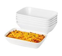 XINLTC 13.5oz Ceramic Baking Dish 6 Pack, 7×4.3x1.5 Inch Rectangle Baking Dish Individual Portion Baking Pan for Oven Microwave Air Fryer Toaster Oven, Porcelain Oval Ramekins Oven Safe