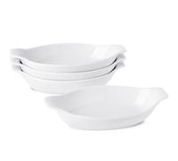 XINLTC Oval Au Gratin Baking Dishes, 11.8oz Porcelain Mini Casserole Dish, Small Individual Gratin Dishes, Single Serving Baking Dishes, Banana Split Bowls - 4pc Set - 9 x 4.6 inch