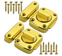 XINMEIWEN 2Pack Rotate Bolt Door Latch Gate Latches Security Door Slide Lock Revolving Door Lock Fence Door Lock (Gold)