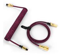 XINMENG C03 Braided Coiled Keyboard Cable, Pro Custom USB-C Double-Sleeved Aviator Cable for Gaming Keyboard, Type-C to USB-A with Detachable Metal Aviation Connect for Mechanical Keyboard - Rose