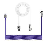 XINMENG X MAMBASNAKE C01 Coiled Keyboard Cable, Type-C to USB-A HyperSpeed Line with 8KHz Return Rate, TPU Extendable Custom USB-C Cable with Metal Aviation for Gaming Keyboard/Phone - Purple/White