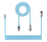 XINMENG X MAMBASNAKE C01 Coiled Keyboard Cable, Type-C to USB-A HyperSpeed Line with 8KHz Return Rate for Gaming Keyboard, TPU Extendable Custom USB-C Cable with Metal Aviation for PC/Phone-Blue