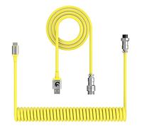 XINMENG X MAMBASNAKE C01 Coiled Keyboard Cable, Type-C to USB-A HyperSpeed Line with 8KHz Return Rate for Gaming Keyboard, TPU Extendable Custom USB-C Cable with Metal Aviation for PC/Phone-Yellow
