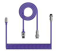 XINMENG X MAMBASNAKE C01 Coiled Keyboard Cable, Type-C to USB-A HyperSpeed Line with 8KHz Return Rate for Gaming Keyboard, TPU Extendable Custom USB-C Cable with Metal Aviation for PC/Phone-Purple