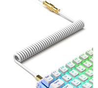 XINMENG X MAMBASNAKE C02 Coiled Keyboard Cable, Type-C to USB-A HyperSpeed Line with 8KHz Return Rate for Gaming Keyboard, TPU Extendable Custom USB-C Cable with Metal Aviation for PC/Phone-Gray