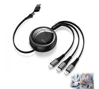 XINML 100W Multi Charger Cable, 5-in-1 Retractable Fast Charging Cable [1.2m] USB C to USB C PD 100W for Laptop, 3-in-2 Multi USB Cable for Smartphones, Tablets, Universal Sync Data Wire, Tangle-Free
