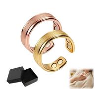 XINML Magnetic Wellness Rings 2 Pack Acupressure Ring Set for Relaxation Adjustable Anti Stress Rings Energy Balance Assistance Thoughtful Present for Women with Premium Gift Box Gold and Rose Gold