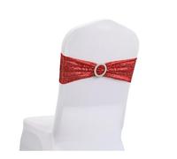 Xinmya 1Pcs Elastic Chair Sashes Cover Gold Sequin Belt Knot Bow Tie For Hotel Wedding Ceremony Events Birthday Party Seat Decorations(Orange)