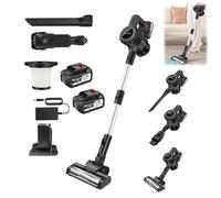 Xinng Cordless Vacuum Cleaner with 15000Pa Suction,Dual-Speed,65 Mins Runtime, Self-Standing Design, LED Light, for Deep Cleaning Pet Hair on Hard Floors & Carpets(with 2x Batteries)