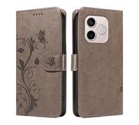 XINNI Case for Honor 600 Lite, Apricot Flower Tree Butterfly Embossed PU Leather Wallet Cover, Gray