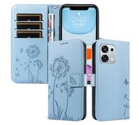 XINNI Case for OPPO A6 PRO 5G, Dandelion Butterfly Embossed PU Leather Wallet Cover, Skyblue