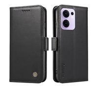 XINNI Case for OPPO Reno 13F, PU/TPU Simple Flip Leather Shockproof Magnetic Book Style Wallet, Black