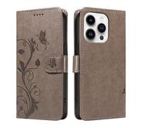 XINNI Case for Realme P3 Lite, Apricot Flower Tree Butterfly Embossed PU Leather Wallet Cover, Gray