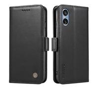 XINNI Case for Sony Xperia 10 VI, PU/TPU Simple Flip Leather Shockproof Magnetic Book Style Wallet, Black