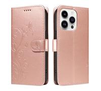 XINNI Case for Xiaomi Poco C81 Pro 4G, Apricot Flower Tree Butterfly Embossed PU Leather Wallet Cover, Rosegold