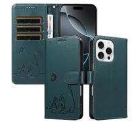 XINNI Case for Xiaomi Poco C81 Pro 4G, Cat Butterfly Embossed PU Leather Wallet Cover, DarkGreen
