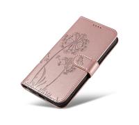 XINNI Case for Xiaomi Poco C81 Pro 4G, Dandelion Butterfly Embossed PU Leather Wallet Cover, Rosegold