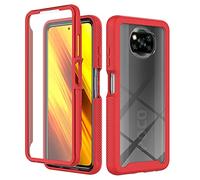 XINNI Case for Xiaomi Poco X3 Pro/Poco X3 NFC, 360 Degree Shockproof Protective All-Round Protection with Built-in Screen Protector, Robust Bumper Outdoor Cover, Red