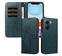 XINNI Case for Xiaomi POCO X7 PRO, Dandelion Butterfly Embossed PU Leather Wallet Cover, DarkGreen