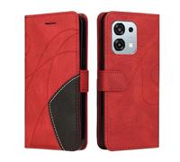 XINNI Protective Phone Case for OPPO A6 PRO 5G, PU/TPU Vintage Flip Leather Shockproof Cover Magnetic Book Style Wallet, Red