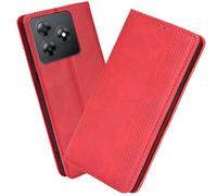 XINNI Protective Phone Case for Oscal Flat 2/Blackview Wave 8 (8C), PU/TPU Vintage Flip Leather Shockproof Cover Magnetic Book Style Wallet, Red