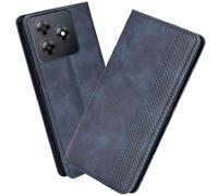 XINNI Protective Phone Case for Oscal Flat 2/Blackview Wave 8 (8C), PU/TPU Vintage Flip Leather Shockproof Cover Magnetic Book Style Wallet, Blue