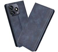 XINNI Protective Phone Case for Oukitel C51, PU/TPU Vintage Flip Leather Shockproof Cover Magnetic Book Style Wallet, Blue