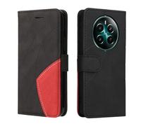 XINNI Protective Phone Case for Realme 12+ 5G, PU/TPU Vintage Flip Leather Shockproof Cover Magnetic Book Style Wallet, Black