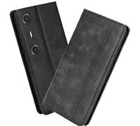 XINNI Protective Phone Case for Xreal Beam Pro, PU/TPU Vintage Flip Leather Shockproof Cover Magnetic Book Style Wallet, Black