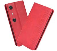 XINNI Protective Phone Case for Xreal Beam Pro, PU/TPU Vintage Flip Leather Shockproof Cover Magnetic Book Style Wallet, Red