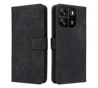 XINNI RFID Protective Phone Case for Blackview Wave 6C, PU/TPU Flip Leather Shockproof Cover, Black