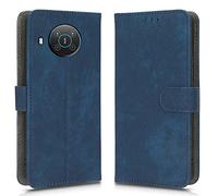 XINNI RFID Protective Phone Case for Nokia X10/X20/X100, PU/TPU Flip Leather Shockproof Cover, Blue