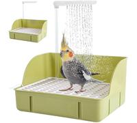xinnuan Bird Bath for Cage, Plastic Automatic Bird Shower Bath with Rod, Gentle Circulating Water & Higher Fence for Small PetBath