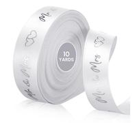 Xinnun 10 Yard Mr & Mrs Wedding Ribbon Elegant Wedding Ribbon with Two Hearts Pattern for Gift Wrapping, Cake Decoration Flower Packaging, 15 mm(Sliver)