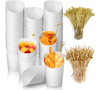 Xinnun 1000 Pcs 12 oz Charcuterie Cups with Cocktail Picks Set 200 Pcs French Fries Cups Disposable Wedding Food Paper Take-out Party 800 Pcs 2 Types Cocktail Picks for Individual Party Serving