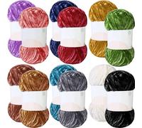 Xinnun 12 Skeins 1116 Yards Chenille Velvet Soft Thick Plush Yarn Bulk for Crocheting Knitting Baby Blanket DIY Weaving Craft, 6mm, 3.5 Oz/Skein(Elegant Color)