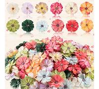 Xinnun 120 Pcs Faux Flowers Heads for Crafts Artificial Small Silk Daisy Flowers Embellishments 1.5 Inch Mini Assorted Faux Daisy Bulk DIY Wreath for DIY Holiday Wedding Party Home Garden