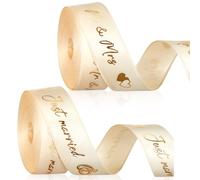 Xinnun 2 Rolls Wedding Ribbon 4.5 m x 15 mm Mr & Mrs Just Married Decorative Wedding Gift Ribbon for Wedding Decoration Wedding Invitations Bridal Bouquets Gift Packaging DIY