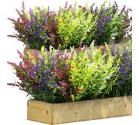 Xinnun 48 Bundles Artificial Outdoor Plants Lavender Flowers for Wedding Bouquets Artificial Flowers Fake Greenery UV Resistant No Fade Plastic Plants Porch Hanging Indoor Faux Decorations