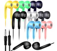 Xinnun 50 Pack Bulk Earbud Headphones with Mic Student in Ear Earbuds Classroom Wired Ear Buds with 3.5mm Headphone Plug for Kids Adults School Library Museum Travel Plane Tablet (Color)