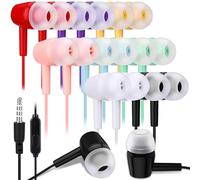 Xinnun 50 Pack Bulk Earbud Headphones with Mic Student in Ear Earbuds Classroom Wired Ear Buds with 3.5mm Headphone Plug for Kids Adults School Library Museum Travel Plane Tablet (Classic,Multicolor)