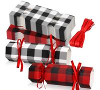 Xinnun 50 Packs Christmas Cracker Kit No Snap Xmas Party Table Favors Snowflake Reindeer DIY Christmas Party Cracker Candy Boxes for Holiday Dinner Decoration Gift (Plaid Style)