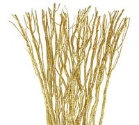 Xinnun 50 Pcs Curly Willow Branches Decorative Dried Willow Vase Filler Tree Branches for Artificial Twigs Sticks for DIY Crafts Home Decor(Glitter Gold,15.75 Inch)
