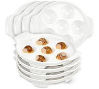 Xinnun 8 Pieces Ceramic Escargot Plates Bulk White Escargot Baking Dish with 6 Holes Footed Porcelain Snail Plate Oven Safe Ceramics for Mushroom Seafood Home Restaurant Hotel Kitchen