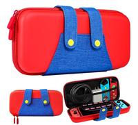 Xinocy for Switch OLED Carrying Case Cute Kawaii Design - Travel Cases Portable Storage Carry Protective Hard Shell for Women Girls Boys Teens for Nintendo Switch 2017/OLED 2021, Red Blue